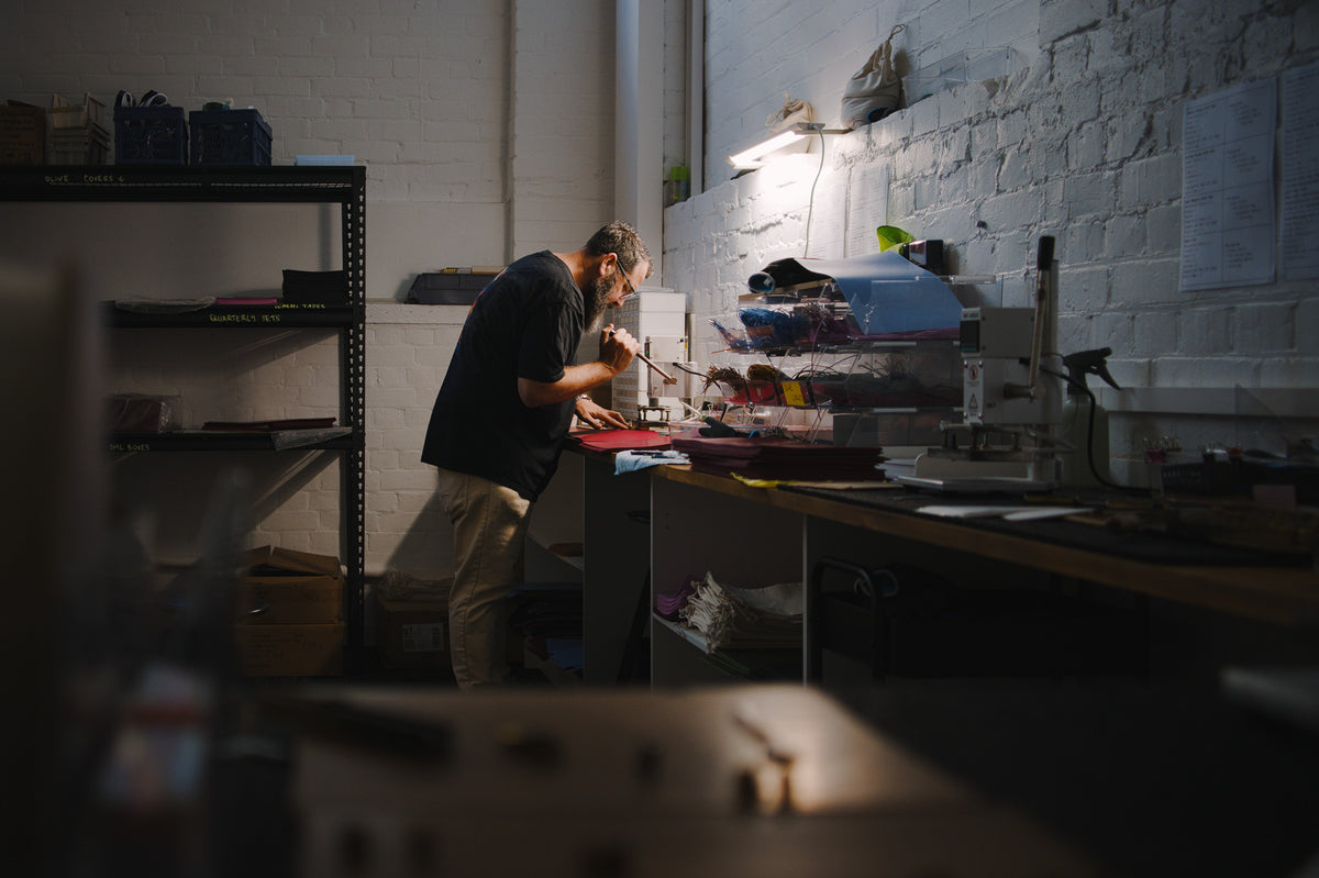 The Friend Notebooks Atelier in the studio personalising a notebook folio