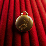Gold Pendant with a Virgo Constellation on a red textured background